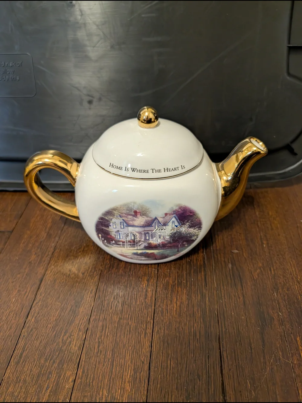 Thomas Kinkade White Porcelain Teapot with Gold Accents